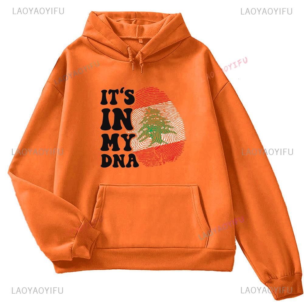 Это Не Моя ДНК Флаг Ливана Карта Мужская Толстовка с Длинным Рукавом Осень/Зима 2024 Графический Принт Карты Ливана Осенняя Толстовка