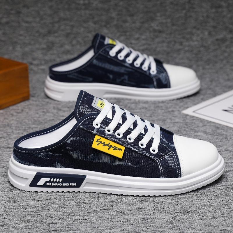 Men Half Slippers Flat Shoes Sneakers Summer Breathable Casual Shoes Youth Student Board Shoe Fashion Sandals Zapatillas Hombre