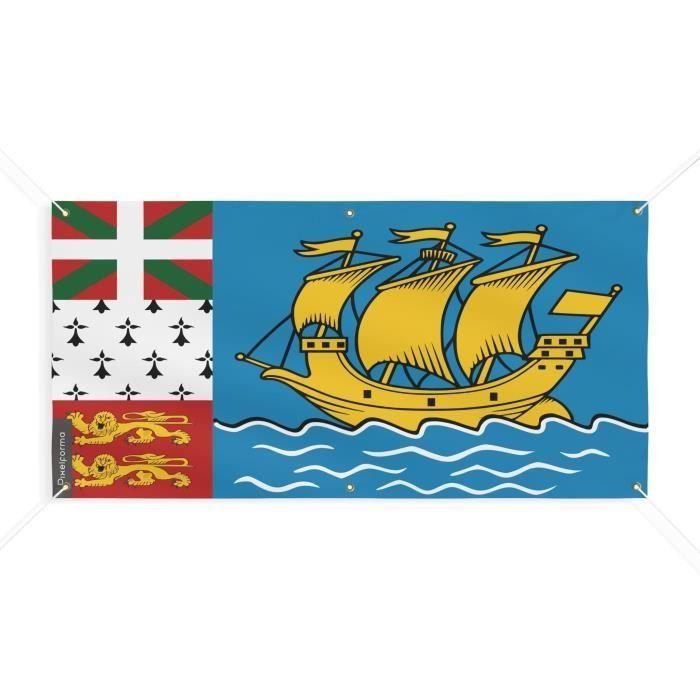 Bannière - Saint-Pierre-et-Miquelon - 150x300cm - Polyester - 6 Oeillets - Extérieur