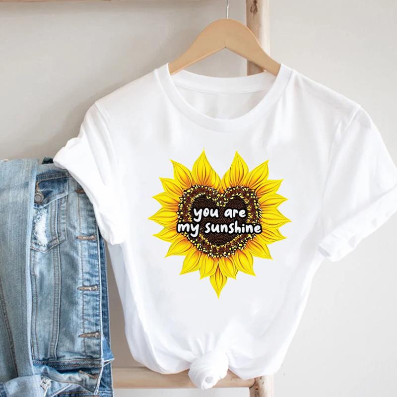 (Азиатский размер) Женская модная футболка с цветочным принтом и винтажным трендом, милая милая футболка, повседневная модная футболка с короткими рукавами, женские футболки с графикой