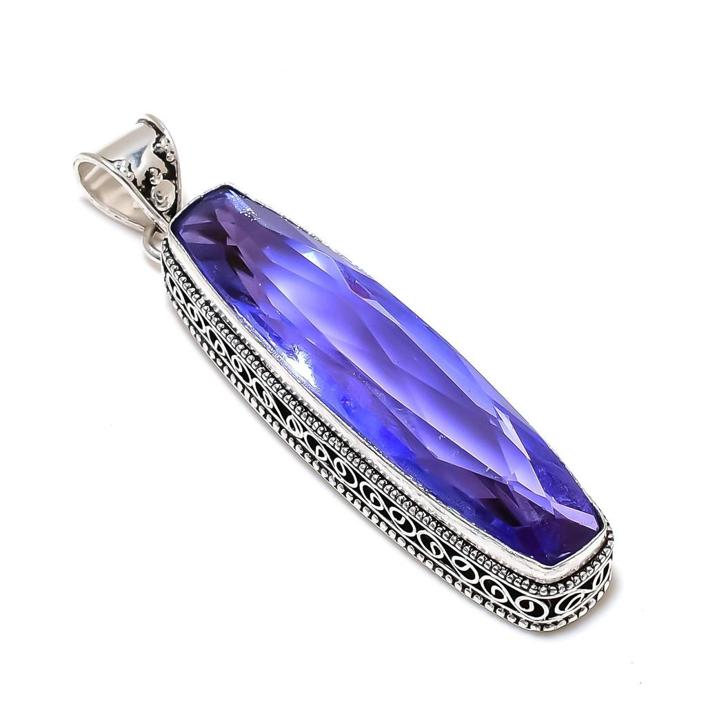 Длинный серебряный кулон с аметистовым драгоценным камнем из стерлингового серебра 925 пробы — дизайн ручной работы, повседневные украшения, уникальные длинные кулоны с аметистом, подарки на День матери