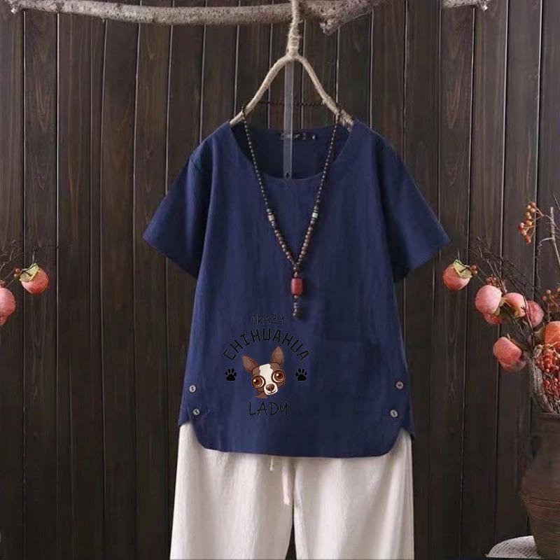 Женская мода с принтом в виде собак и букв, летняя повседневная свободная футболка с коротким рукавом, летняя блузка, топы