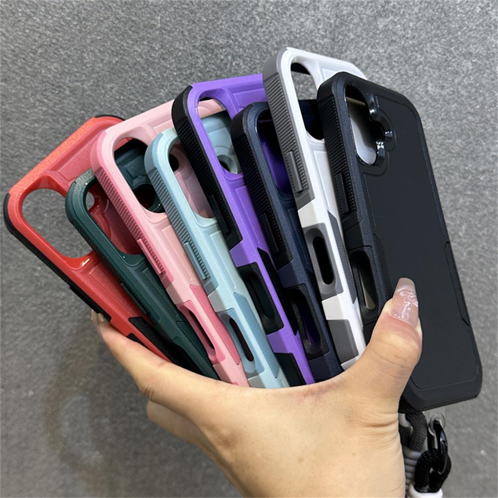 Luxury Solid Color Lanyard Soft Phone Case For iPhone 16 15 14 13 12 11 XS Pro Max Plus XR Camera Protection Shockproof Cover