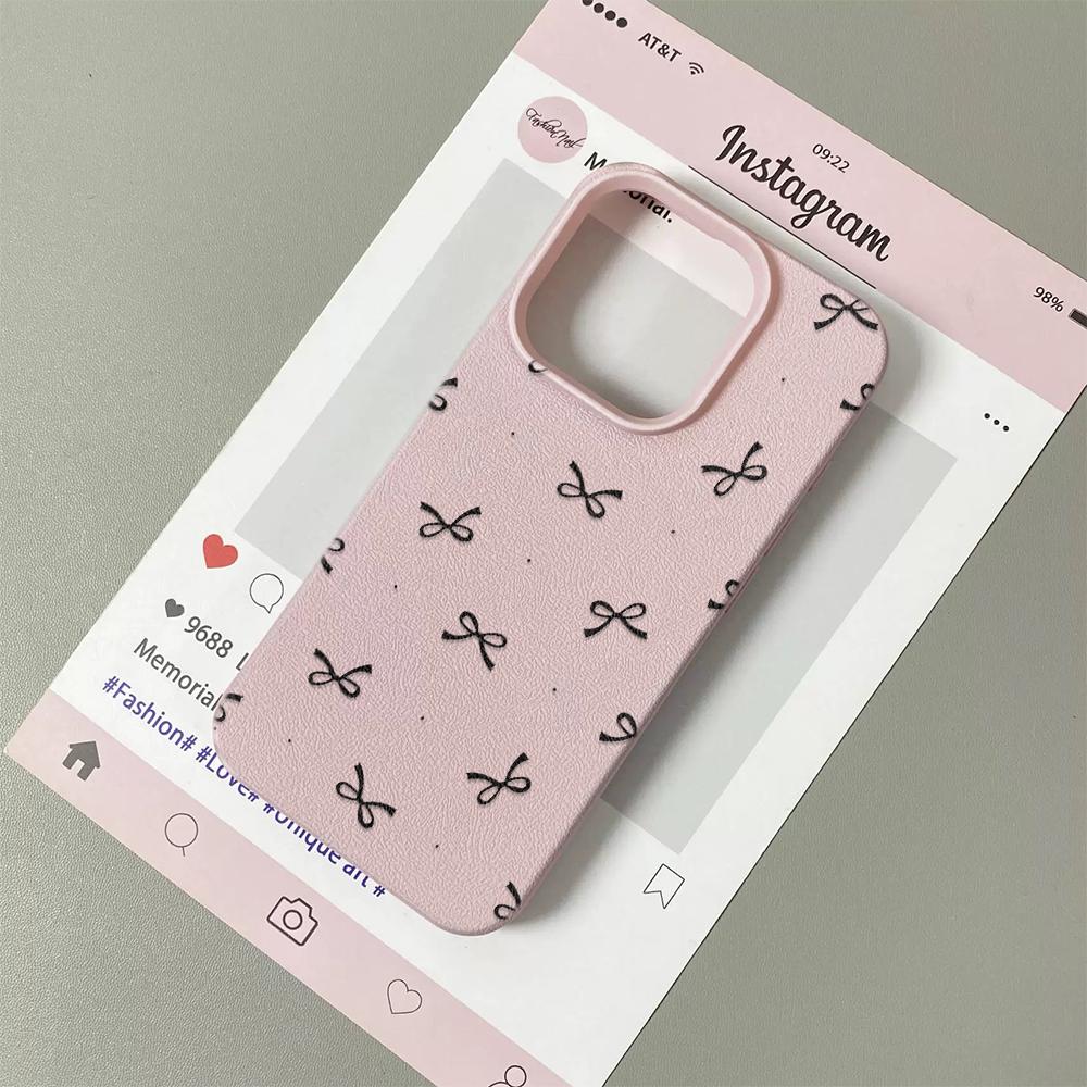 Черный Чехол Для Телефона С Принтом Бантов Для iPhone 17 16 15 14 Plus 13 12 11 Pro Max 17 Air X XR XS Корейская Девушка Чехол Силиконовый Мягкий Чехол