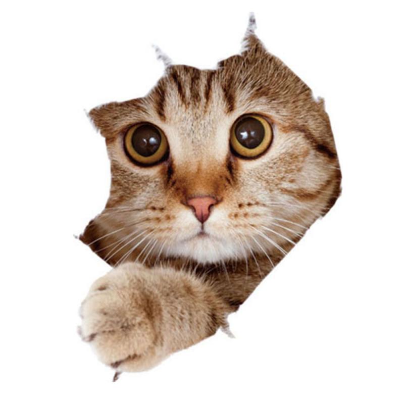 Модная 3D наклейка на туалет с котом, милое животное, настенная наклейка, водостойкая, креативная, ПВХ, виниловая, для украшения ванной комнаты, постер