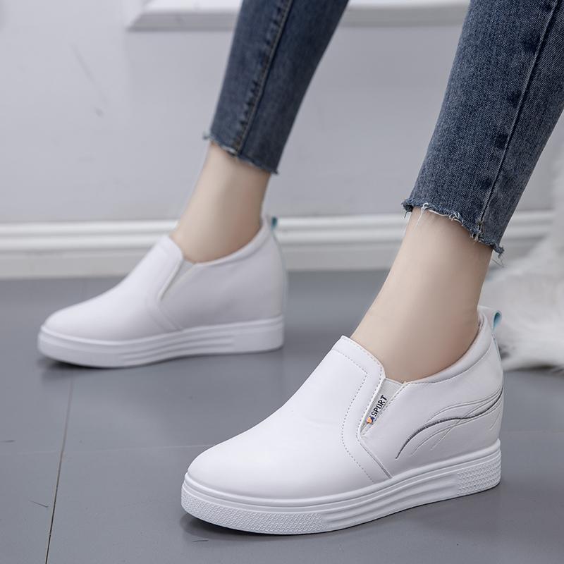 Весенняя женская обувь, новые однотонные женские кроссовки, женская вулканизированная обувь на платформе для отдыха, увеличивающая рост