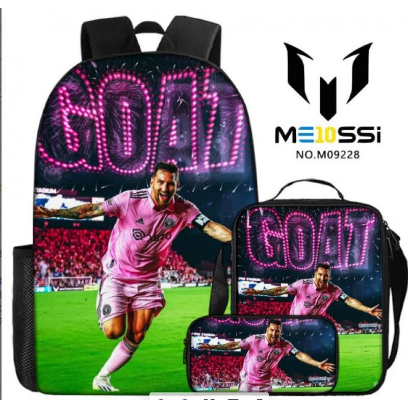 Kids Soccer Fan Backpack Set With Cristiano Ronaldo Neymar Print Oxford Fabric School Bag Boys Girls