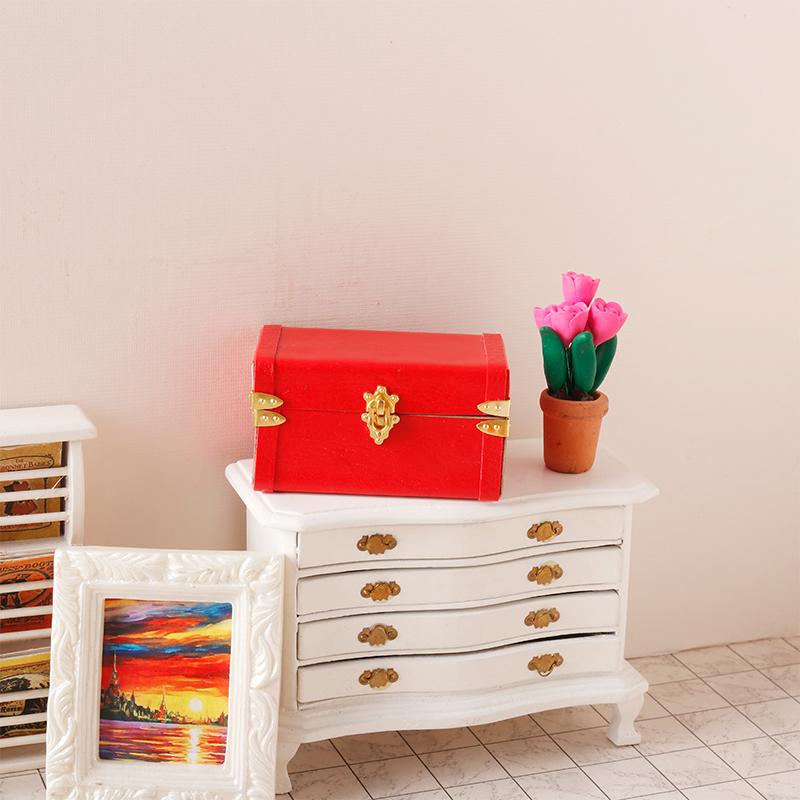 1:12 миниатюрных чемоданов для кукольного домика, винтажная кожаная багажная коробка, ящик для хранения, модель для дома, декор, игрушечный кукольный домик, аксессуары