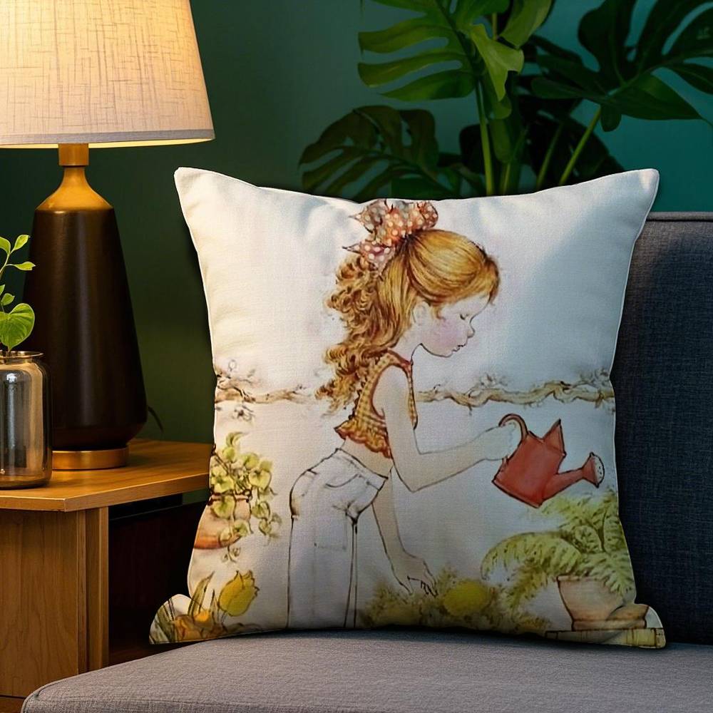 Art Pillow Case Sofa Living Room Bedroom Double-sided Printing Square Sarah Kay Swing Girl Cushion Nap Time Pillow Case