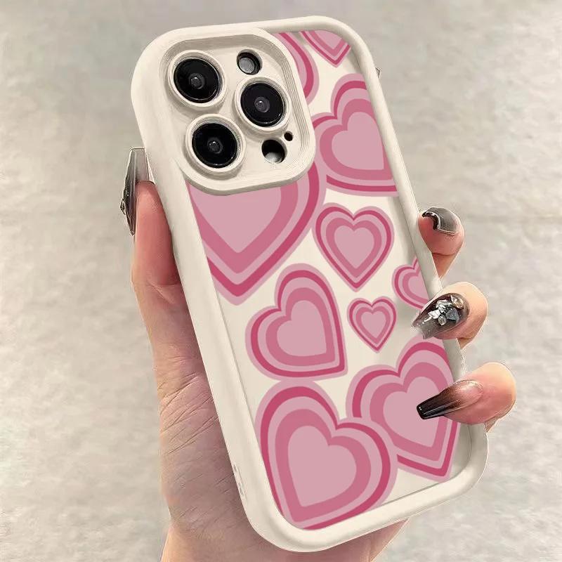Розовый чехол для телефона в форме сердца из мягкого силикона для iPhone 17 16 15 14 13 12 11 Pro Max 16e X XR 7 8 Plus Ударопрочная задняя крышка