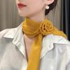 Rose Flower Silk Scarf Versatile Soft Neckerchief For Women Girls Temperament Long Ribbon Tie Scarf Office Clothes Gifts