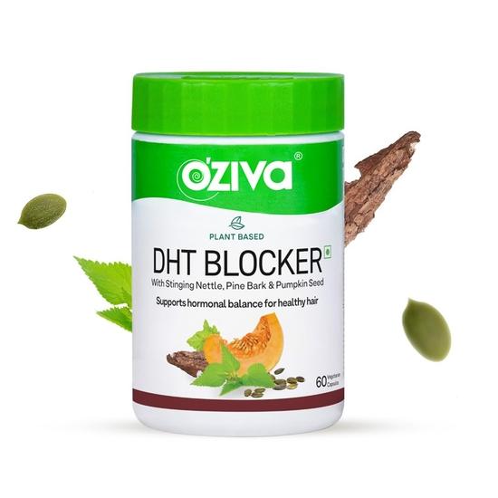 OZiva Растительный блокатор ДГТ для контроля выпадения волос и стимуляции волосяных фолликулов | 100% натуральный блокатор ДГТ в таблетках | 60 капсул, упаковка 1100 грамм