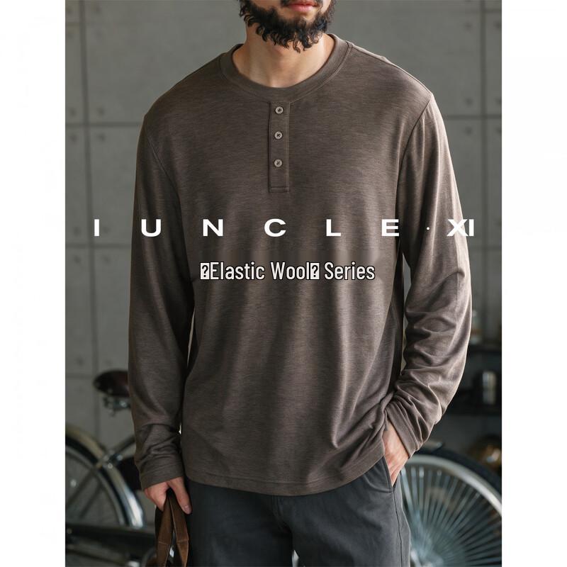 iunclexi Men's Skin-Friendly Wool-Blend Long Sleeve T-Shirt
