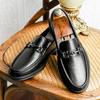 Профессиональная мужская обувь, кожаные туфли с одной педалью и металлической пряжкой, мужские мокасины, простые кожаные туфли, первый слой из коровьей кожи, модельные туфли