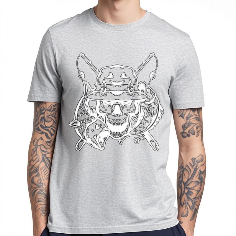 Top tees Travel For her Oneck t shirt Graphic Skull With Fishing Hat And Rods Retro Unisex Teeshirt Comfort Tshirt Casual Tee