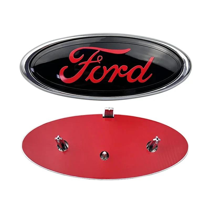 New 2026 Car Sticker 14.6x5.7cm Emblem Car Front Cover Grille Badge for Ford Kuga Focus Ranger Mustang Mondeo Fiesta Explorer Tr