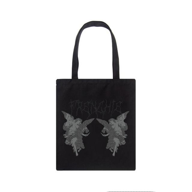 Готическая холщовая сумка с принтом ангела в стиле панк, повседневная забавная сумка-шоппер в стиле Харадзюку, темная уличная женская сумка на плечо в стиле хип-хоп