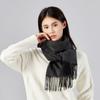 Зима 2025 года, новый женский простой однотонный шарф из 100% шерсти, высококачественный универсальный шарф, теплая мужская шаль