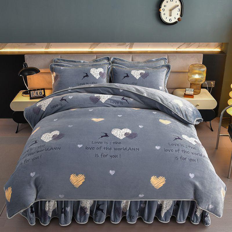 G5Z9 Jin Double-Sided Thickened Velvet Four-Piece Bedding Set for Weddings