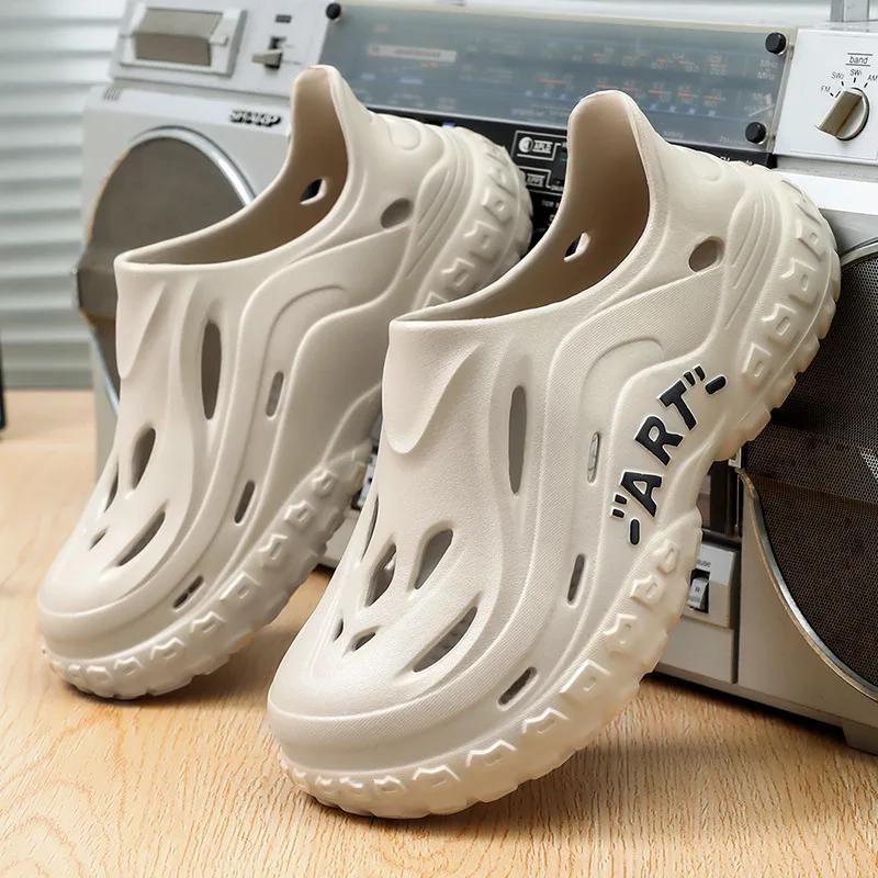 Мужские летние сандалии EVA легкая перфорированная обувь дышащая мужская не пахнущая обувь с толстой подошвой и носками пляжная обувь