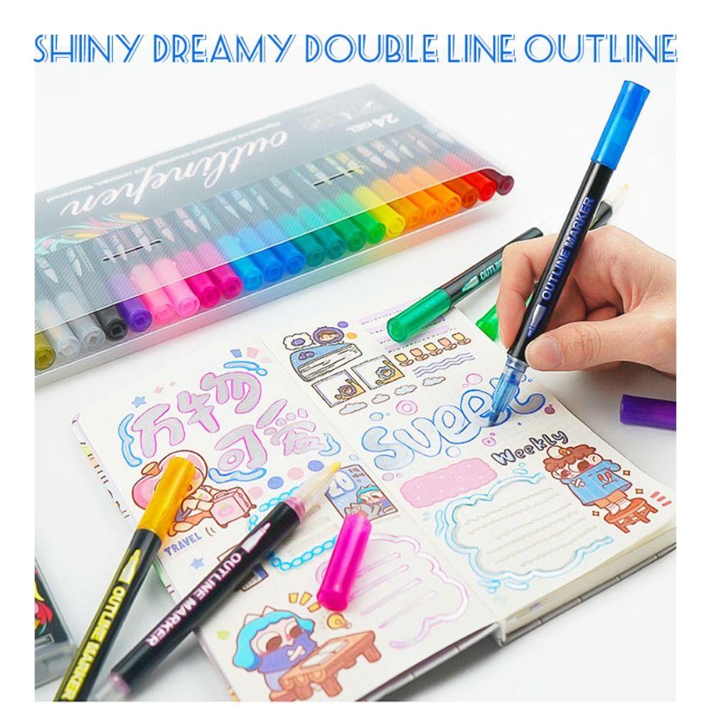 Набор контурных ручек Magic Contour Ручная роспись Ручка-хайлайтер Креативная ручка с двойной линией Рождество