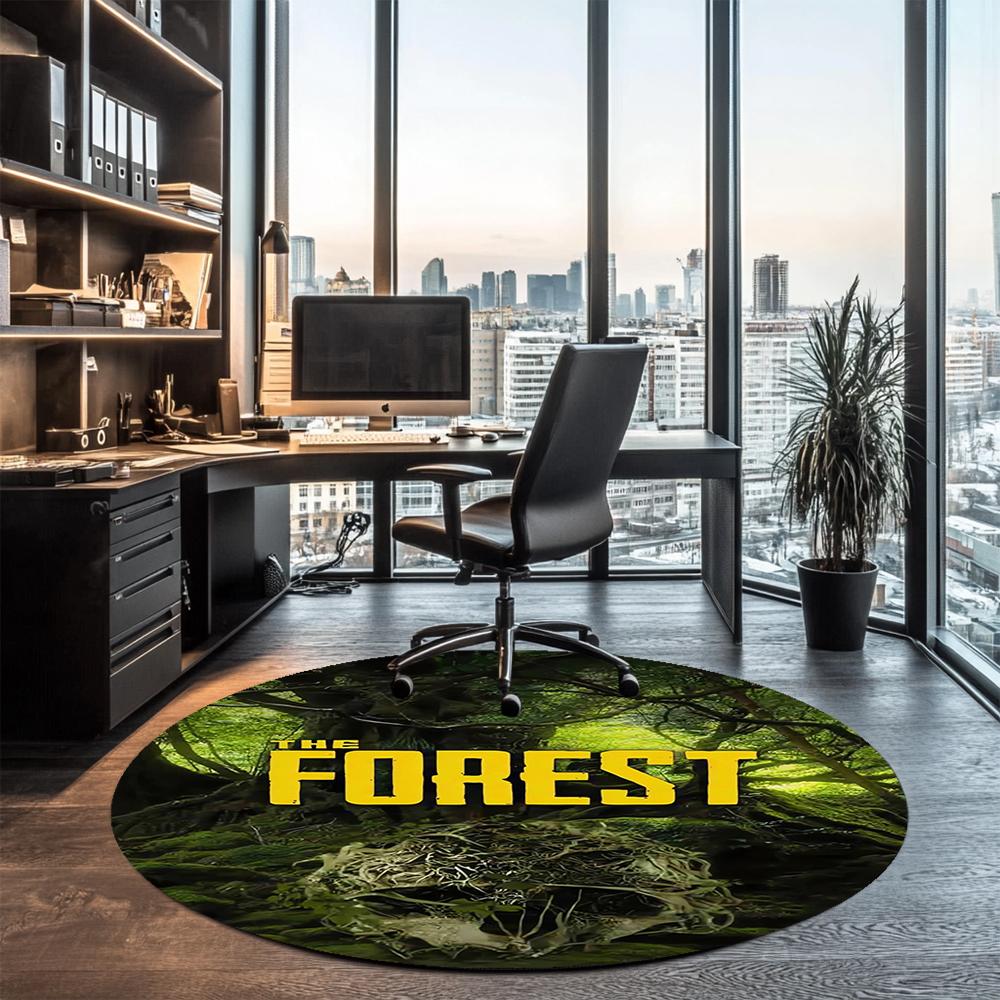 The Forest Printed Round Rug Carpet Chair Rug Area Rug Entryway Doormats,for Office Chair Living Room Bedroom Kitchen Room.