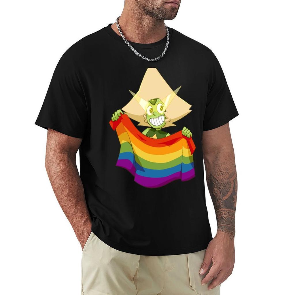 Gay Pride Flag Peridot T-Shirt Festival Casual Short Sleeve