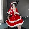 Christmas Wear Atmosphere Cos Clothes Female Sexy Red Velvet Suit Plush Jumpsuit Cape Suit