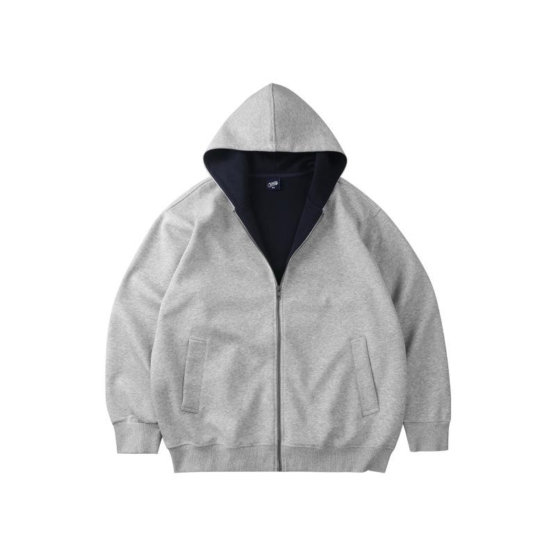 Men's Blue & Gray Zipper Hoodie Cardigan - Medium to Large