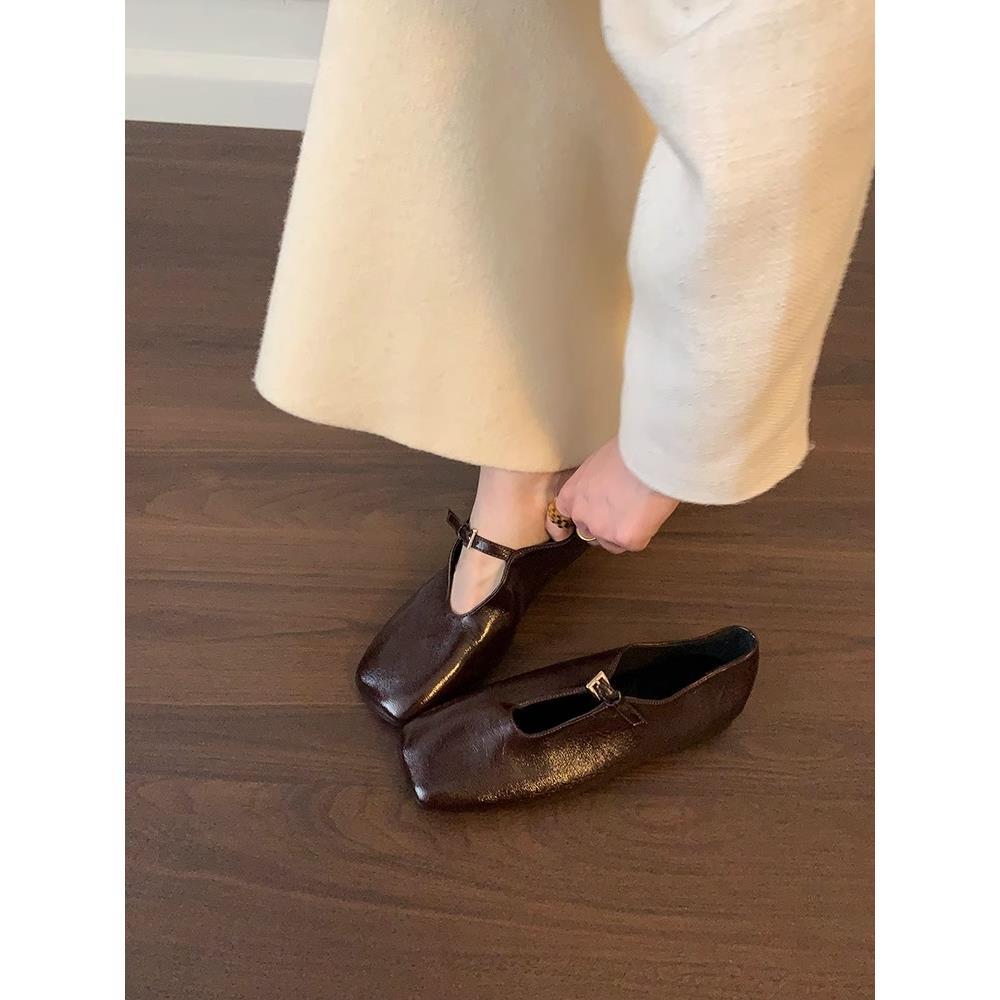 Французский нишевый дизайн туфли на плоской подошве лоферы с квадратным носком, ретро повседневная женская обувь с мягкой подошвой туфли Мэри Джейн