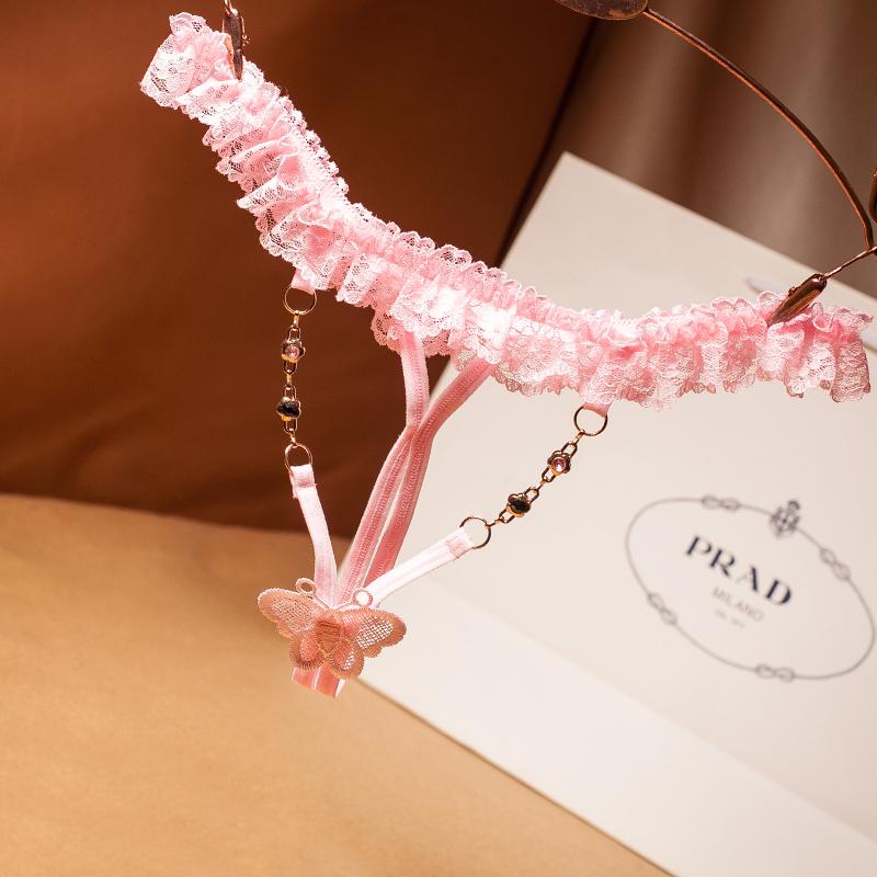 Women Panties Lace Sexy Lingerie G-string Thin Rope Hollow Open File Beaded Rhinestone No Trace Breathable Underwears