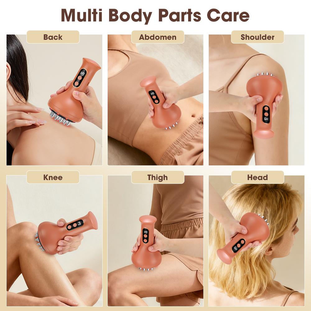 Electric Meridian Brush Body Cupping Massager Microcurrent Vibration Hot Compress Scraping Lymphatic Drainage Machine Fat Burner