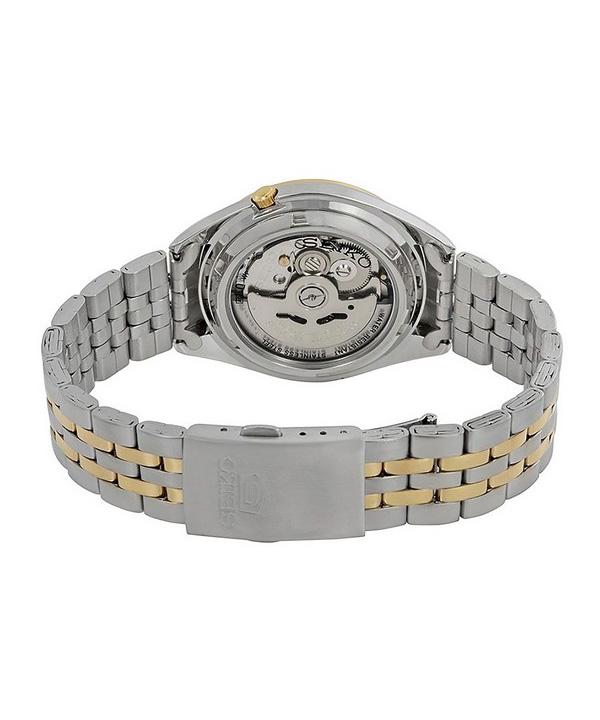 Seiko 5 двухцветных автоматических мужских часов из нержавеющей стали с белым циферблатом и 21 камнем SNKL24K1