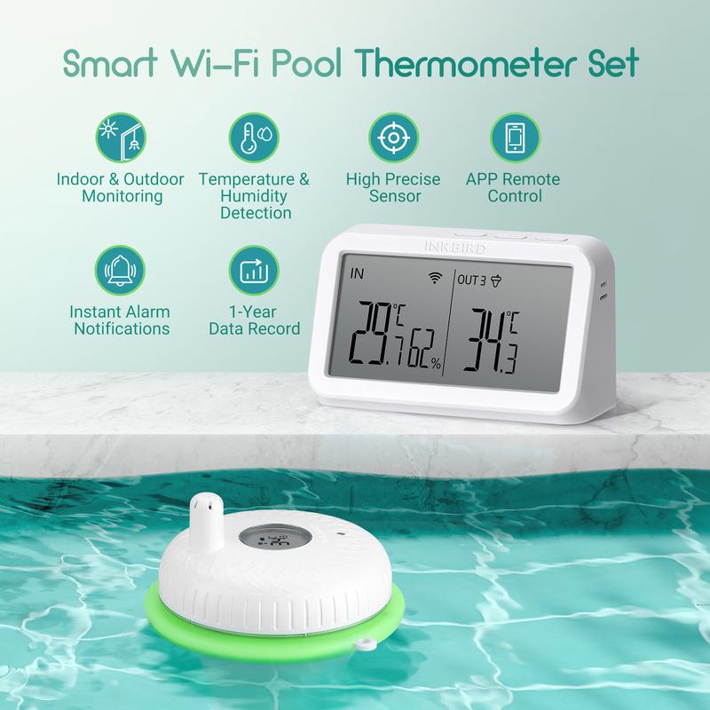 INKBIRD Беспроводной термометр для бассейна 2-го поколения с Wi-Fi шлюзом IBS-M2, водонепроницаемый цифровой плавающий термометр для спа-пруда