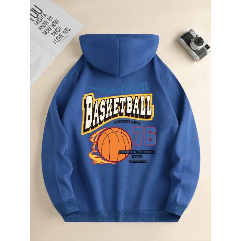 Мужская модная толстовка с капюшоном, повседневная, с завязками, с капюшоном, баскетбольный принт, карман-кенгуру спереди, мужская куртка, толстовки и свитшоты для мужчин