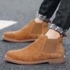 Spring and Autumn 2024 Classic British Chelsea Cow Suede Shoes Men's New Mid Cut Boots Leather High Top Short Boots for Men