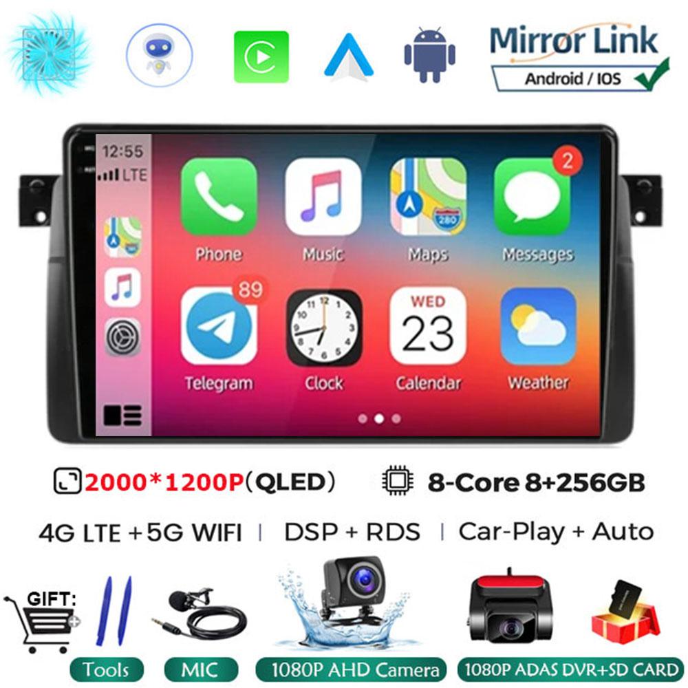 Android 14 Carplay WIFI+4G для BMW E46 M3 1998-2006 Автомобильный Радио Мультимедиа Видео Плеер Стерео GPS DPS Головное Устройство 360 Камера BT