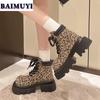 Леопардовая платформа высокие каблуки женская обувь брендовые ботильоны 2025 тренд дизайнер повседневные походные ботинки челси новые туфли-лодочки Mujer Botas