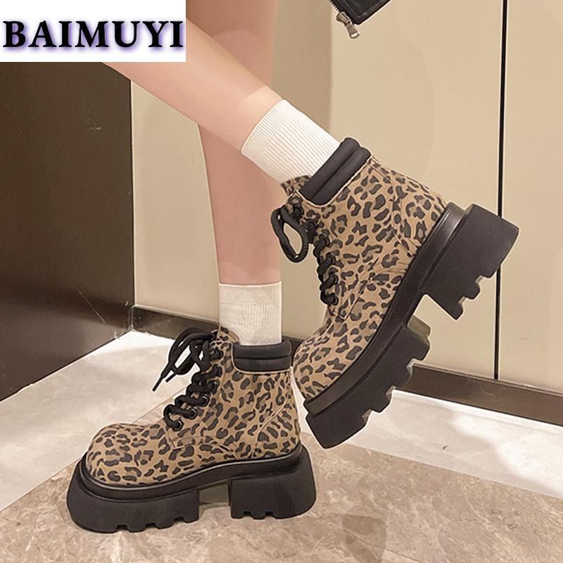 Леопардовая платформа высокие каблуки женская обувь брендовые ботильоны 2025 тренд дизайнер повседневные походные ботинки челси новые туфли-лодочки Mujer Botas