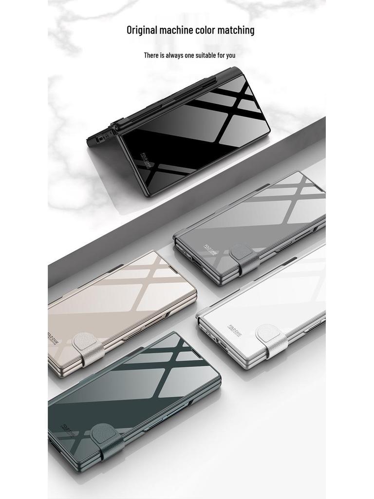 Кожаный чехол-книжка Samsung Z Fold 6 со слотом для стилуса и стеклянной крышкой – Стильный и деловой.
