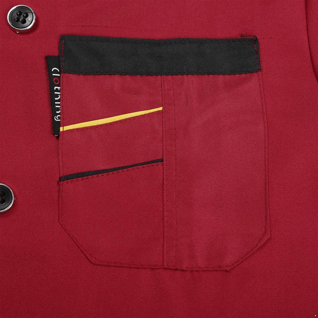 Мужская куртка шеф-повара с коротким рукавом, контрастный цвет, вырез на пуговицах спереди, униформа для персонала кухни, ресторана или отеля