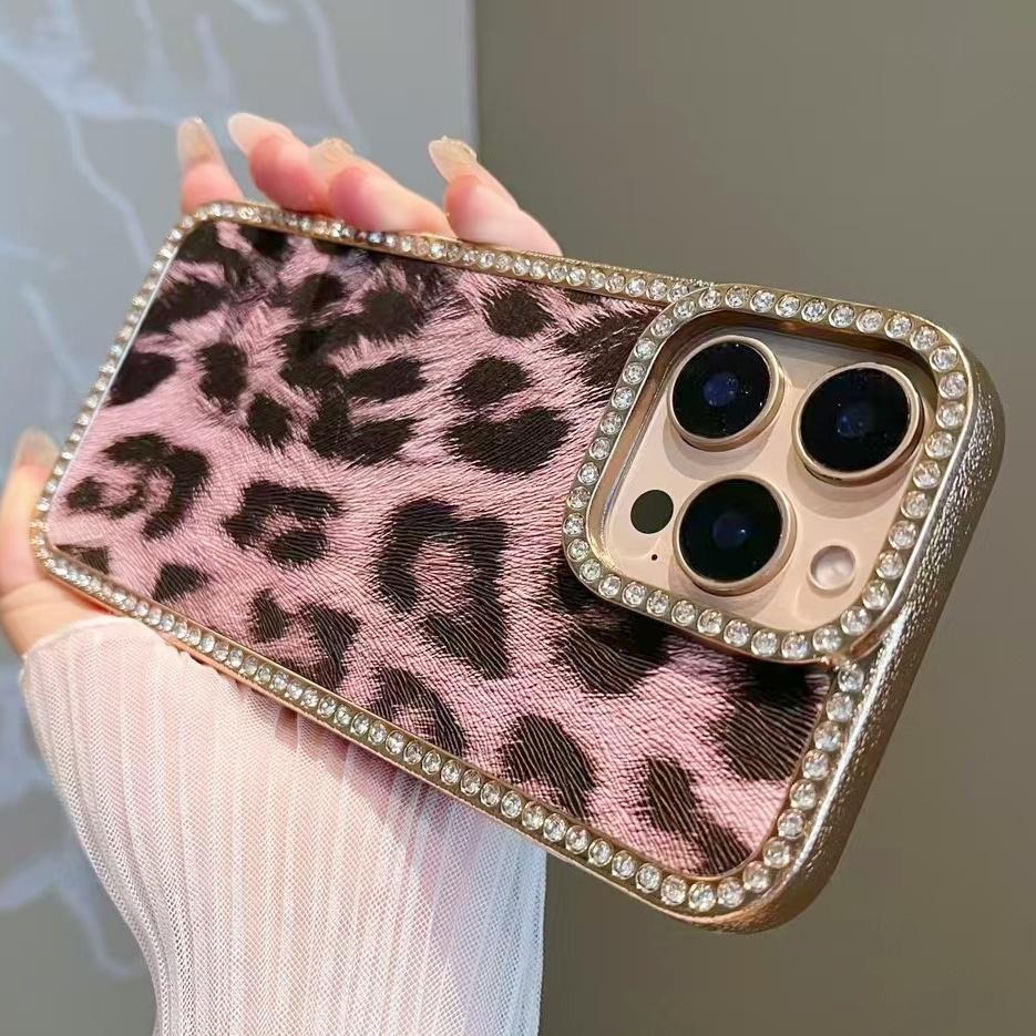 Роскошный чехол с леопардовым принтом для iPhone 16 Pro, покрытие Bling Diamonds, чехол Funda для iPhone 16 Pro Max 16Plus 15 14 13 12 11 Shell