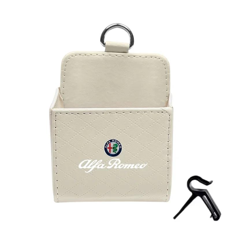 Car Stickers For Alfa Romeo LZ Car Storage Bag Car Air Outlet Debris Bag Phone Key Sunglasses Leather Organizer Box For Alfa Romeo