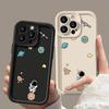 Cute Astronaut Print TPU Soft Matte Phone Case For iPhone 16 Pro Max 15 14 Pro 13 12 11 XS XR 8 7 Solid Color Shockproof Lens Protection Back Cover