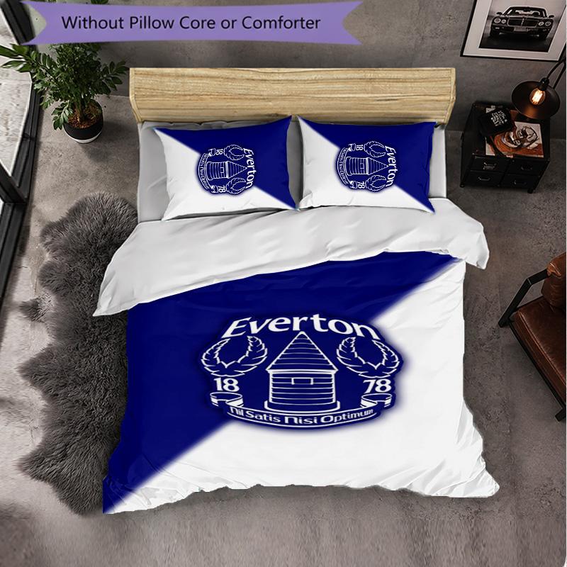 Everton Football 3 Piece Bedding Set Soft Duvet Cover Set with Pillowcases Printed Bedroom Decor Set for Home