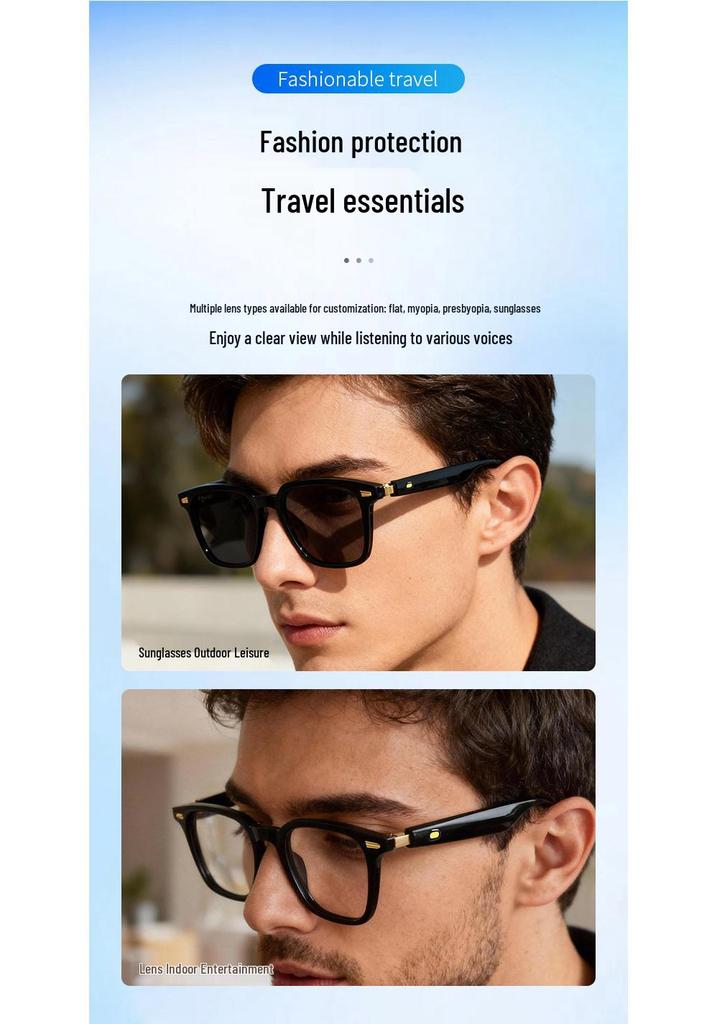 Smart Bluetooth Glasses: High-End Interactive English/Chinese Music & Calling with One-Button Photo Feature