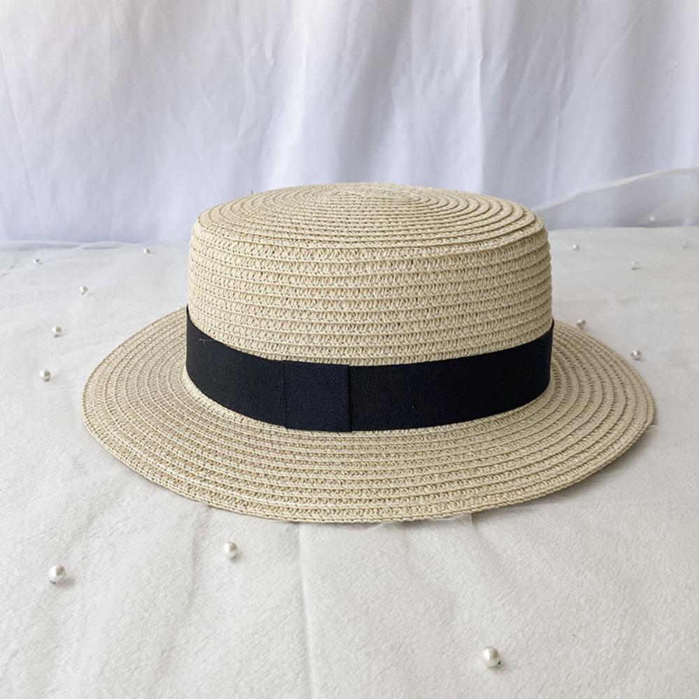 Соломенная шляпа во французском стиле, солнцезащитная шляпа Ins Flat Tops Cap для мужчин и женщин