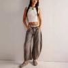 Женские однотонные свободные широкие брюки со средней посадкой