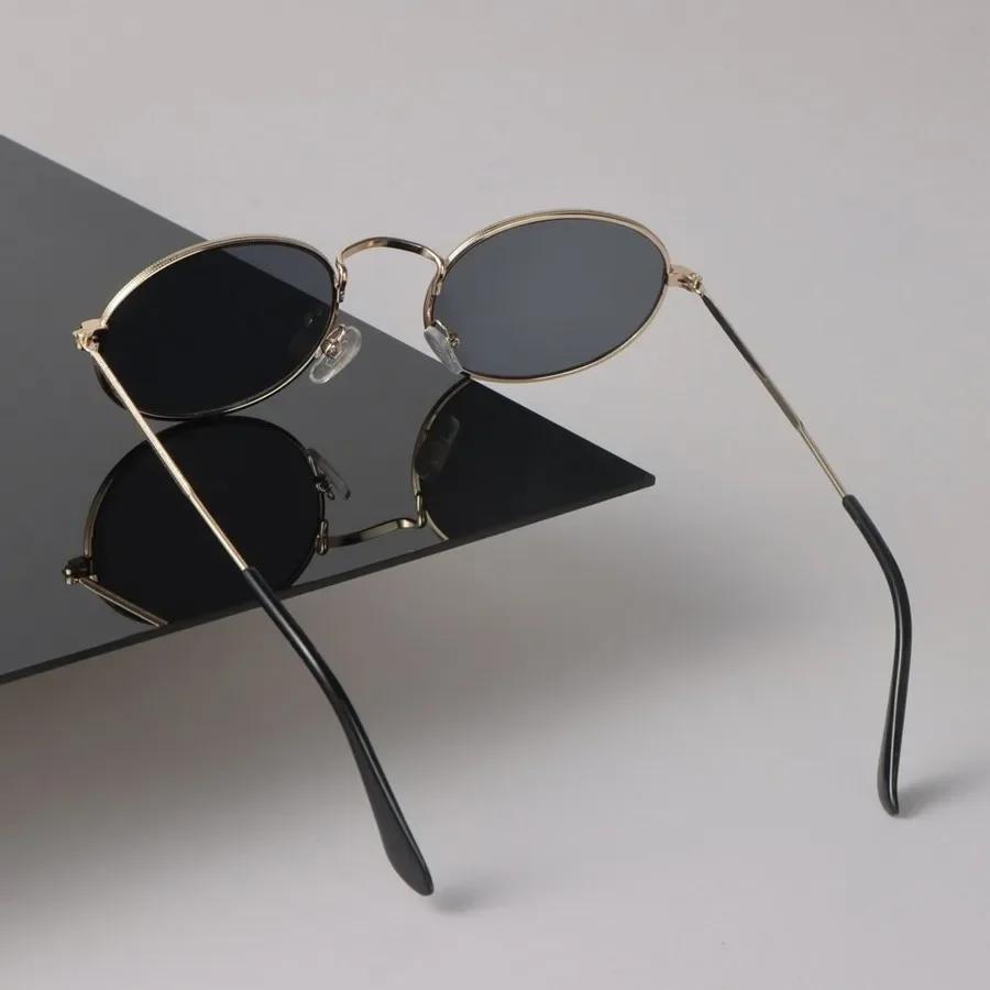 Дизайнерские овальные солнцезащитные очки женские мужские винтажные черные солнцезащитные очки модные очки с индивидуальностью маленькая оправа зеркальные брендовые
