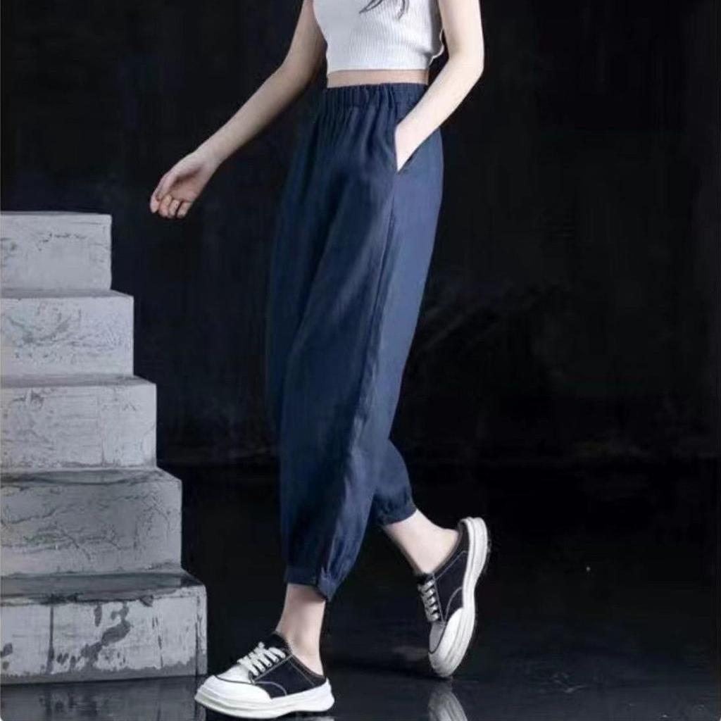 Ice Silk Casual Wide Leg Pants for Women In Summer Large Size Loose Haren Lantern Pants